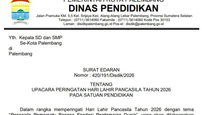 Hari Lahir Pancasila 2026, Seluruh SD dan SMP di Palembang Gelar Upacara Serentak