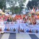 Ratusan warga mengikuti jalan santai dan senam bersama dalam Kampanye LRT Sumatera Selatan di kawasan Car Free Day (CFD) Bundaran Cinde, Palembang, Minggu (19/7/2026). Melalui tema "Begesit ke CFD, Naek LRT Sumsel".