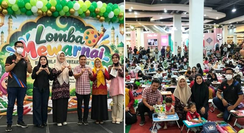 Sejumlah anak peserta Lomba Mewarnai Maulid Nabi dan Family Kreatif Greebel serius menuangkan kreativitasnya di Palembang Trade Center (PTC), Palembang, Minggu (20/9/2026). Sekitar 300 anak jenjang PAUD, TK hingga SD mengikuti kegiatan yang menjadi ruang untuk mengasah kreativitas, keberanian, dan rasa percaya diri sejak usia dini.